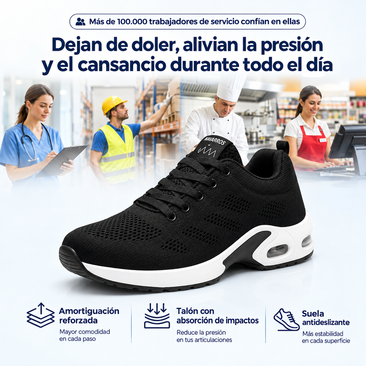 Brisa – Zapatillas de Confort 12H para aliviar la presión en pies, rodillas y espalda