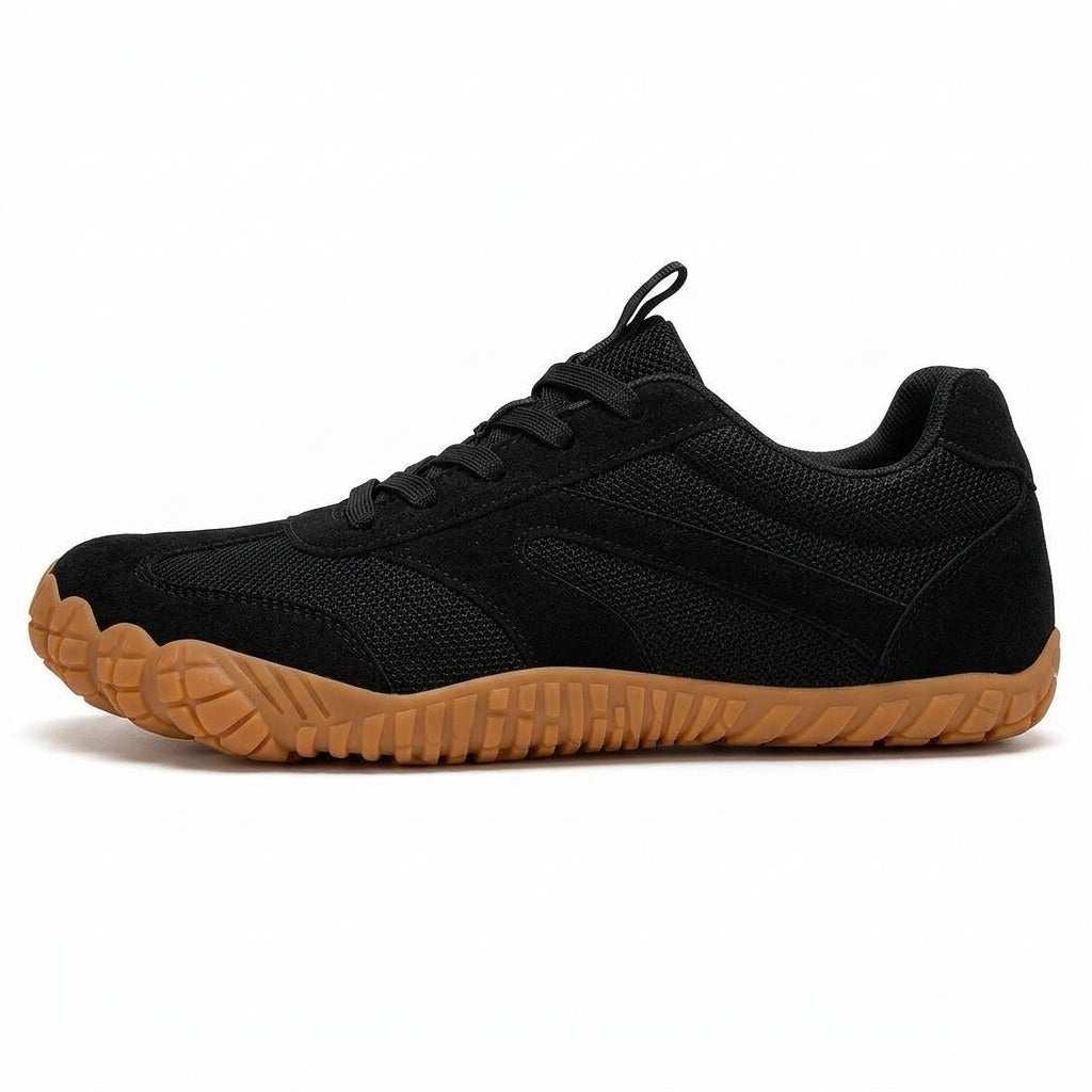 Rambla negra, zapatilla barefoot para pies anchos – vista lateral