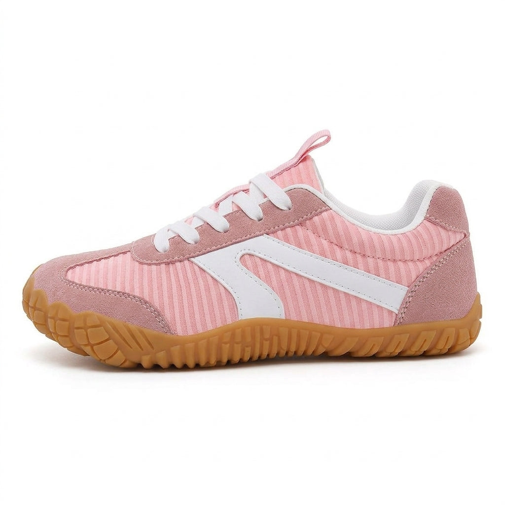 Rambla rosa, zapatilla barefoot para pies anchos – vista lateral