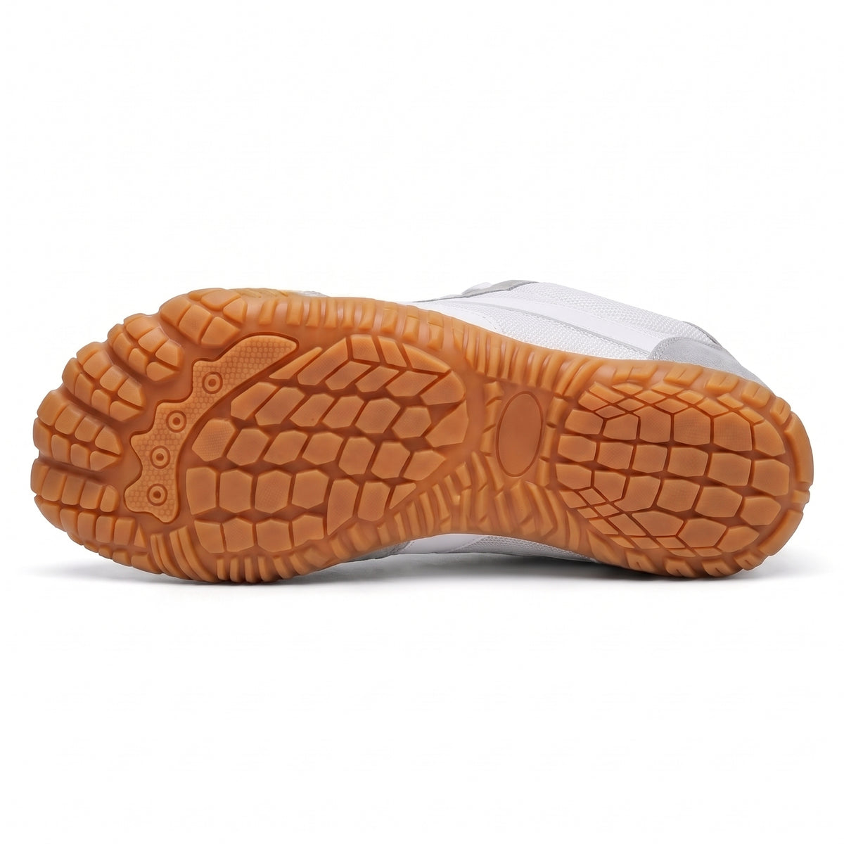 Rambla blanca y gris, zapatilla barefoot para pies anchos – vista de la suela