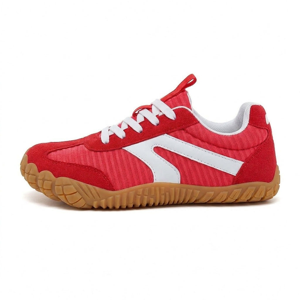 Rambla roja, zapatilla barefoot para pies anchos – vista lateral