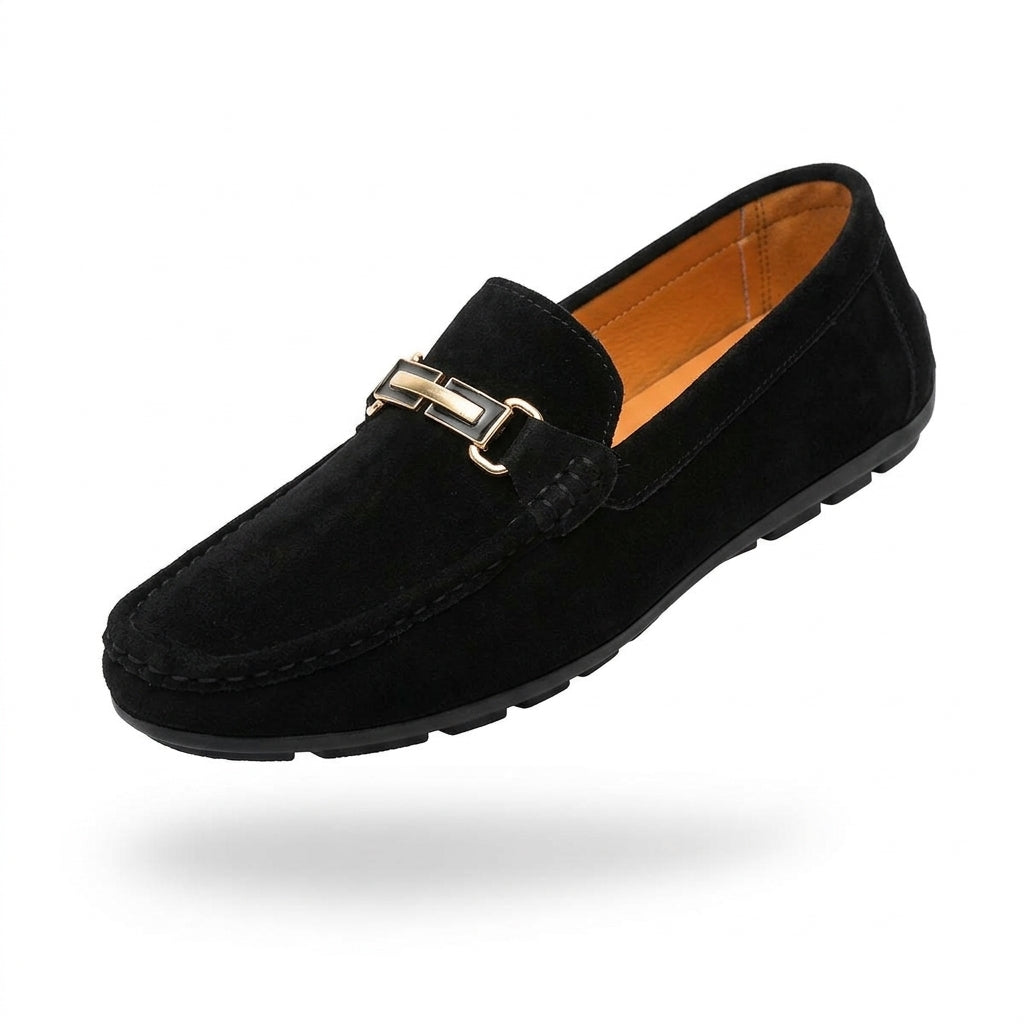 Bulevar, mocasín negro con hebilla