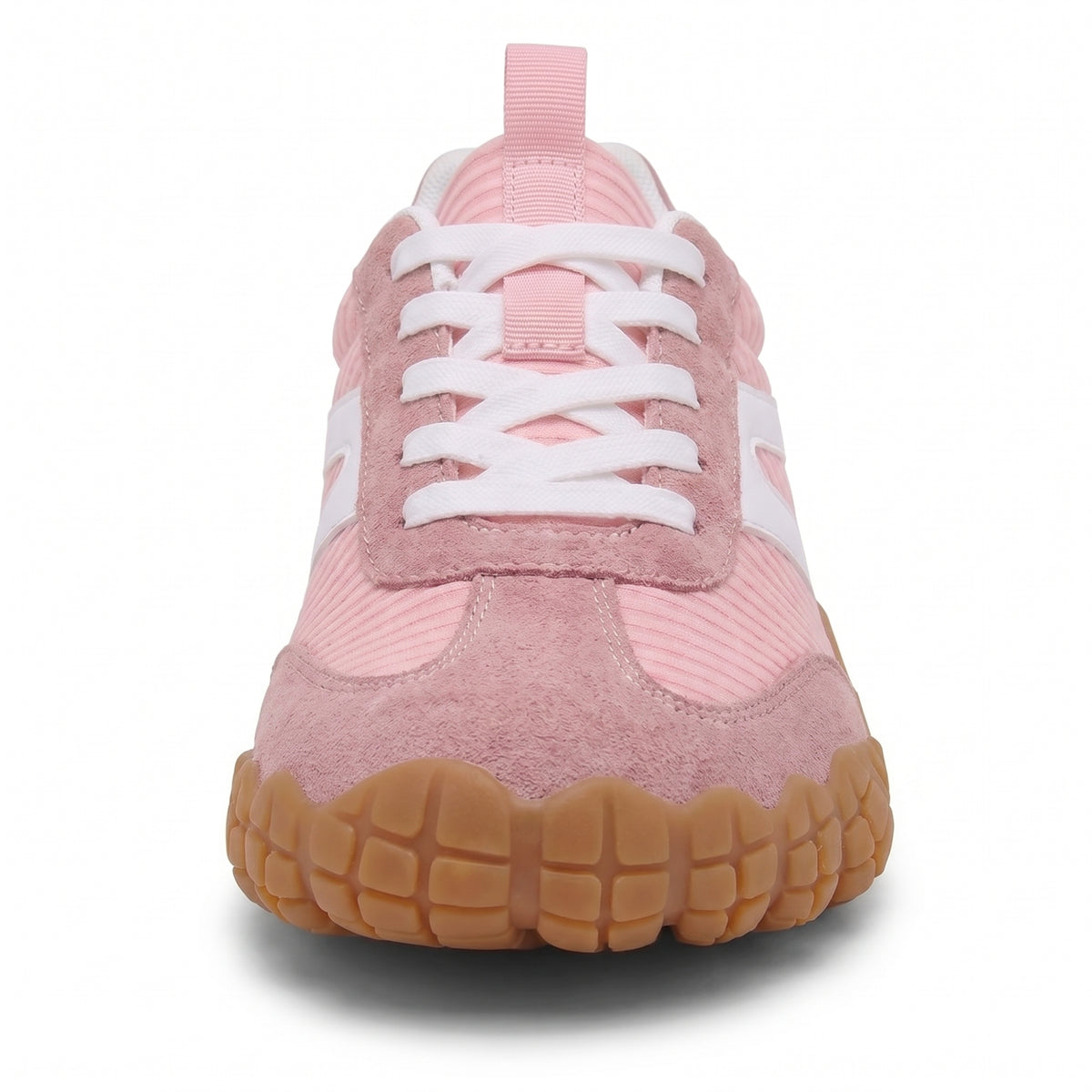 Rambla rosa, zapatilla barefoot para pies anchos – vista frontal, puntera ancha